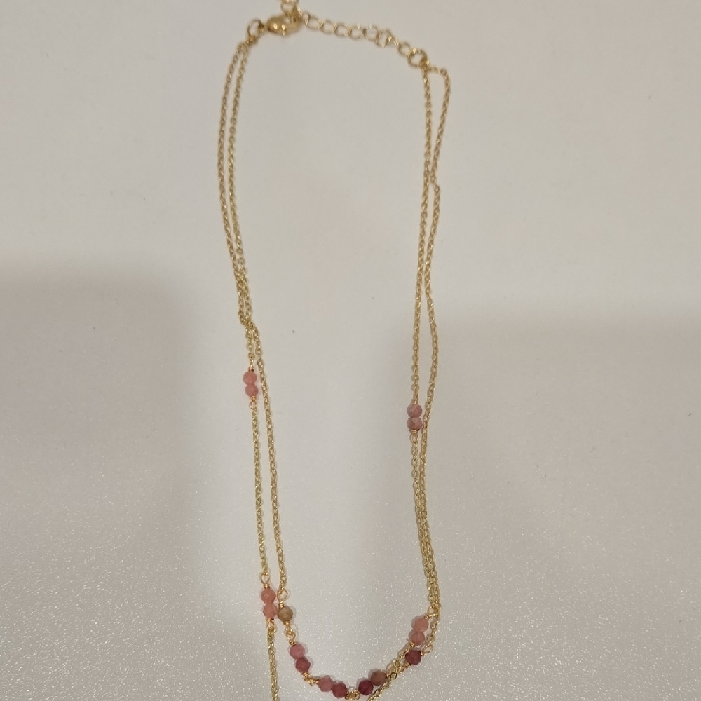 Stitch Fix Gold and Pink Layered Necklace - Picture 6 of 16